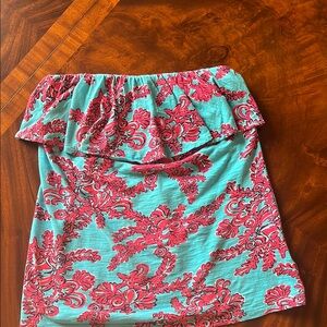 Lilly Pulitzer Vibrant Teal and Pink Floral Skirt